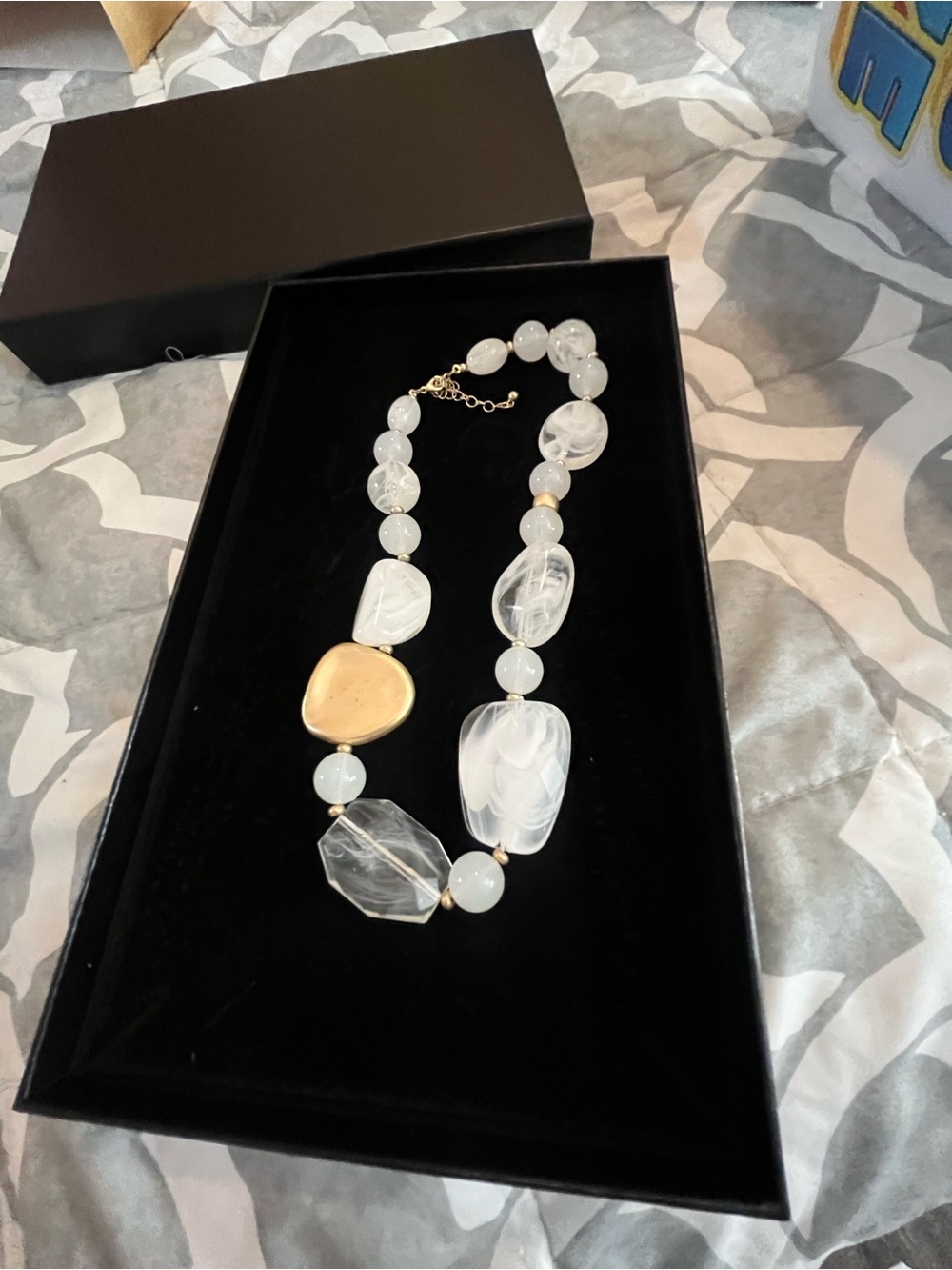 Elegant White & Gold Statement Necklace - Women Jewelry